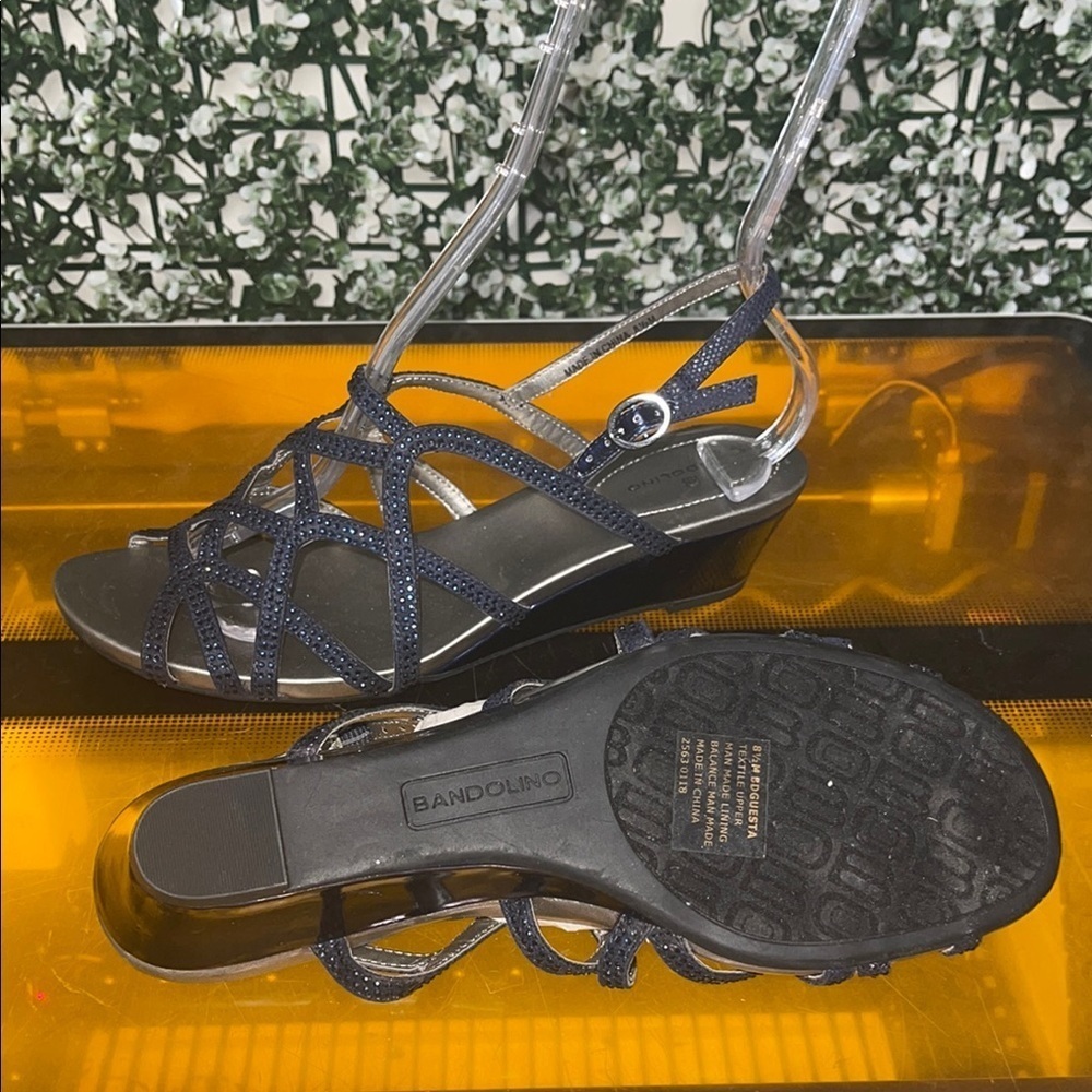 Bandolino Blue Wedge Sandals with Strappy Design - Picture 2 of 6